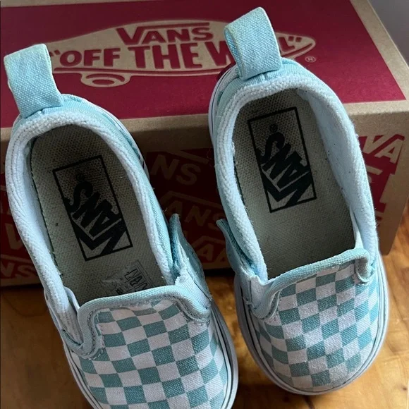 Vans Kids Classic SlipOn Blue Checker board - Picture 7 of 14